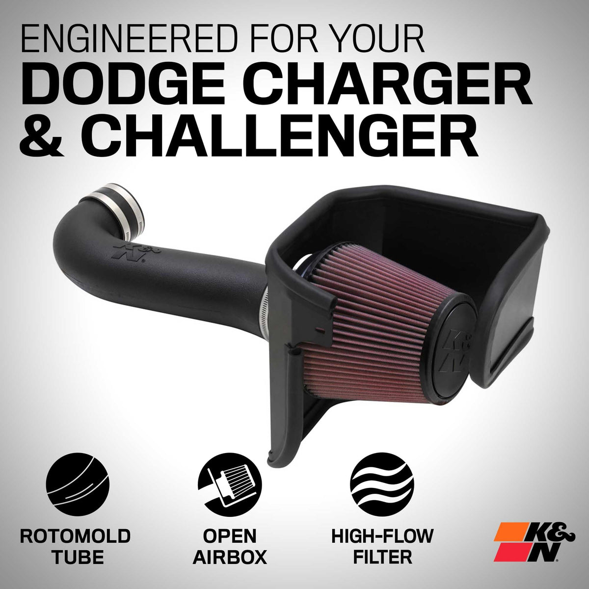 K&N FILTER 57-1542 K&N Cold Air Intake System: High-Flow Air Filter, Increase Performance & Acceleration: Compatible with 2005-2019 Crysler/Dodge: 300C, Challenger, Charger, Magnum, 57-1542