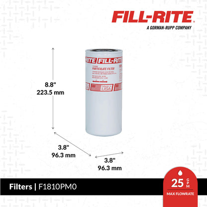 FILL RITE F1810PM0 Fill-Rite F1810PM0 3/4" 18 GPM (68 LPM) 10 Micron Particulate Spin-On Fuel Filter