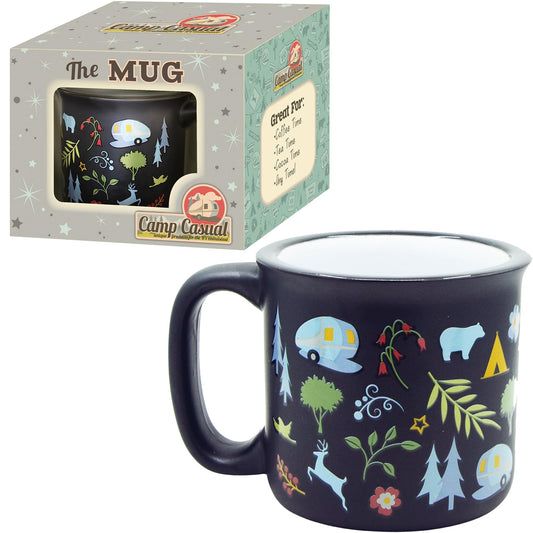 CAMP CASUAL CC-004BLK Ceramic Coffee Mug - 15 oz Retro Inspired Camping Mug - for Hot & Cold Drinks - Works as a Tea, Soup, & Coffee Mug - Stylish, Versatile, & Microwaveable Camping Coffee Mugs by Camp Casual