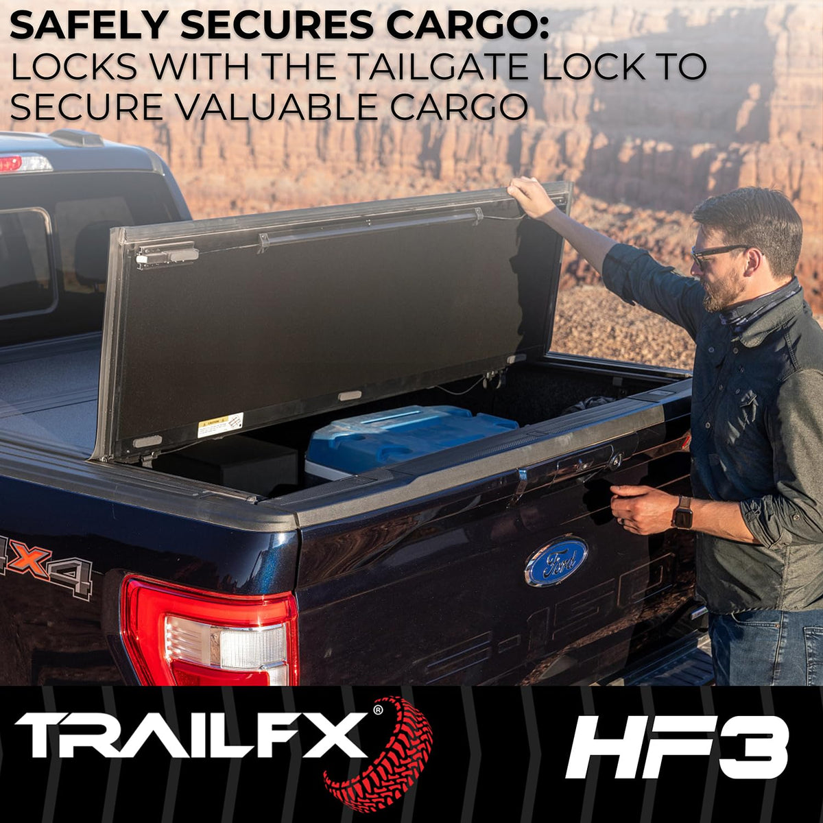 TRAILFX TFX8015 TrailFX TFX8015 HF3 Hard Tri-Fold Truck Bed Tonneau Cover Fits 2024-2025 Toyota Tundra 5.5 Foot Bed Gloss Black Aluminum Low Profile Lockable 3-Panel Folding Design