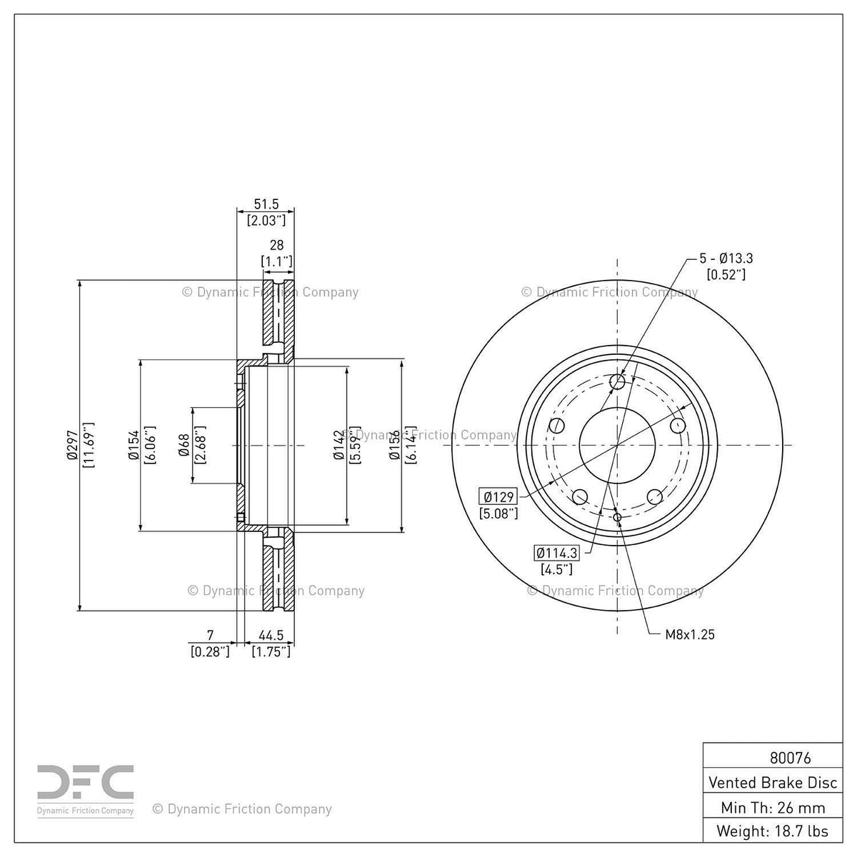 Dynamic Friction 600-80076 Front Brake Rotor