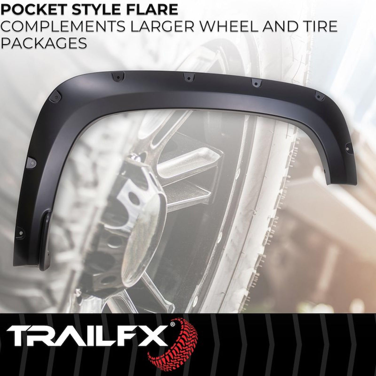 TRAILFX TFC3006S Trail FX Fender Flare TFC3006S Pocket Style Black Smooth Finish 2 Inch Front and 2 Inch Rear Tire Coverage Polypropylene Fits 2020-2026 Chevrolet Silverado 2500 HD/ 3500 HD