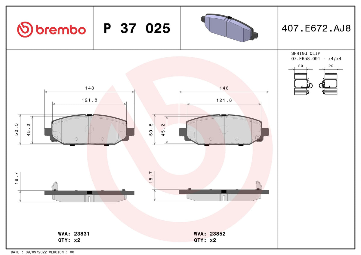 BREMBO P37025 Brembo P37025 BRAKE PAD