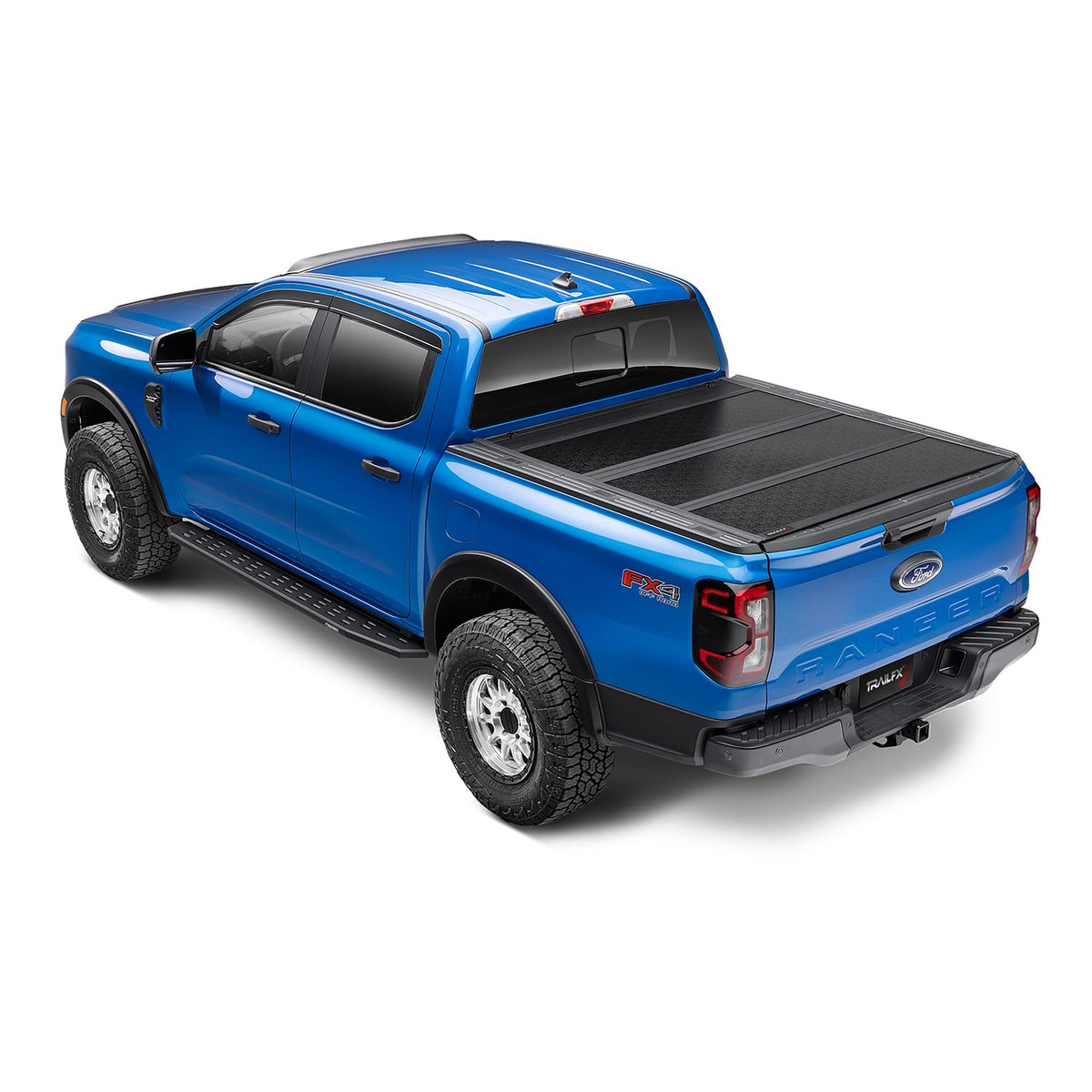 TRAILFX TFX8003 TrailFX Hard Tri-Fold Truck Bed Tonneau Cover Fits 2024-2025 Ford Ranger 6 Foot Bed Gloss Black Aluminum Low Profile Lockable 3-Panel Folding Design TrailFX TFX8003 HF3