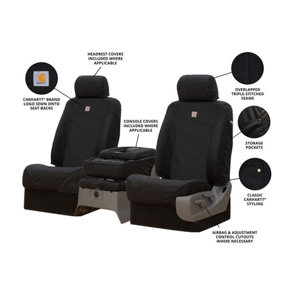 COVERCRAFT SSC3457COBK Covercraft Carhartt Super Dux SeatSaver Custom Seat Covers | SSC3457COBK | 1st Row 40/20/40 Bench Seat | Compatible with 2017-2018 Ram 1500, 2019-2022 Ram 1500 Classic, 2017-2018 Ram 2500/3500 | Black