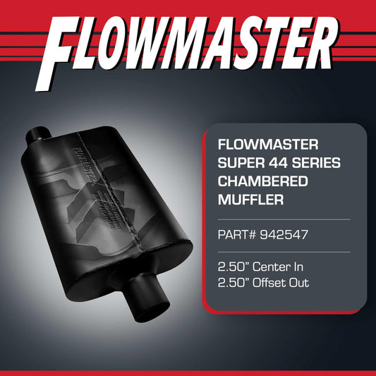 FLOWMASTER 942547 Flowmaster Super 44 Series Chambered Muffler – 2.50" Center In/Offset Out