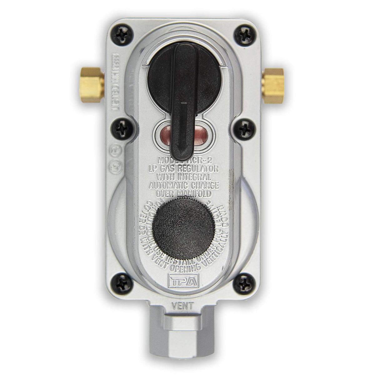 FLAME KING ACR-2 Flame King (ACR-2) Without Pigtails 2-Stage Auto Changeover LP Propane Gas Regulator For RVs, Vans, Trailers