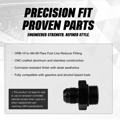 AEROMOTIVE 15610 Aeromotive ORB-10 to AN-08 Male Flare Adapter Fitting - 10 ORB - 15610