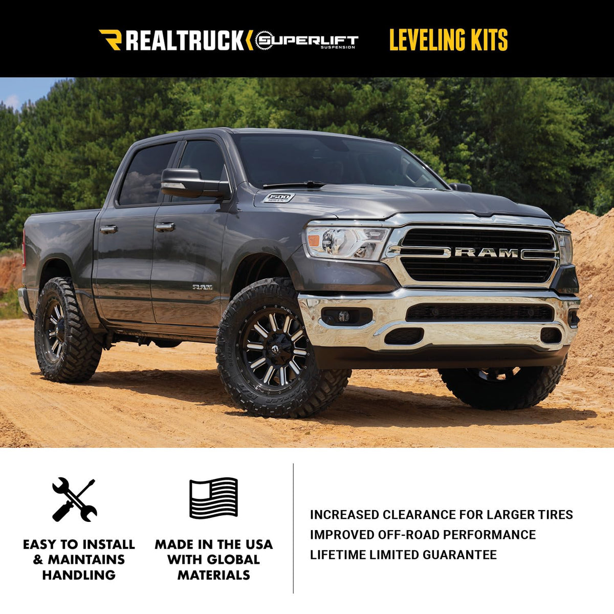 SUPERLIFT 40023 RealTruck SUPERLIFT SUSPENSION 2.5" Leveling Kit for RAM 2500/3500 | Spacers | 40023 | Fits 2014-2024 RAM 2500 / 3500 ( Does Not fit Power Wagon Models )