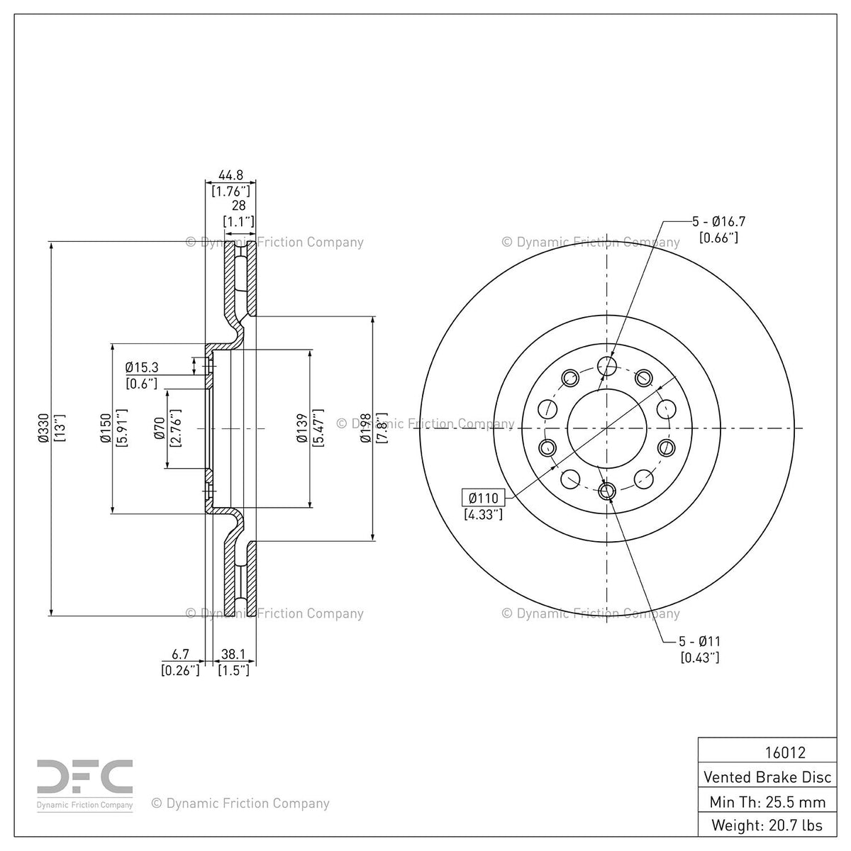 Dynamic Friction 604-16012 Front Brake Rotor