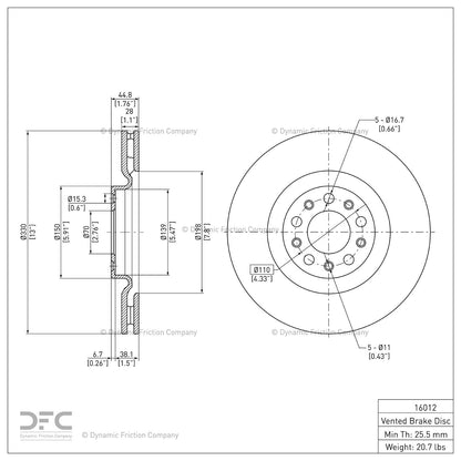 Dynamic Friction 604-16012 Front Brake Rotor