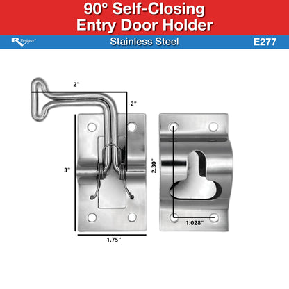 RV DESIGNER E277 RV Designer E277-90° 3" Self-Closing RV Door Holder, Stainless Steel