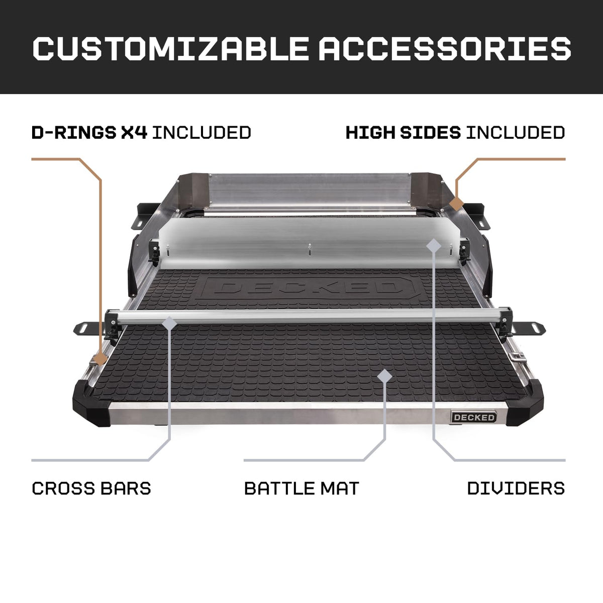 Decked DCG1000XL-5641 CargoGlide XL Truck Bed Slide – 1000 lb Capacity, 100% Extension – Heavy-Duty Pickup Cargo Slide for Easy Bed Access – Compatible with CargoGlide 1000XL / 100% / 41" W / 56" L for Midsize - Short