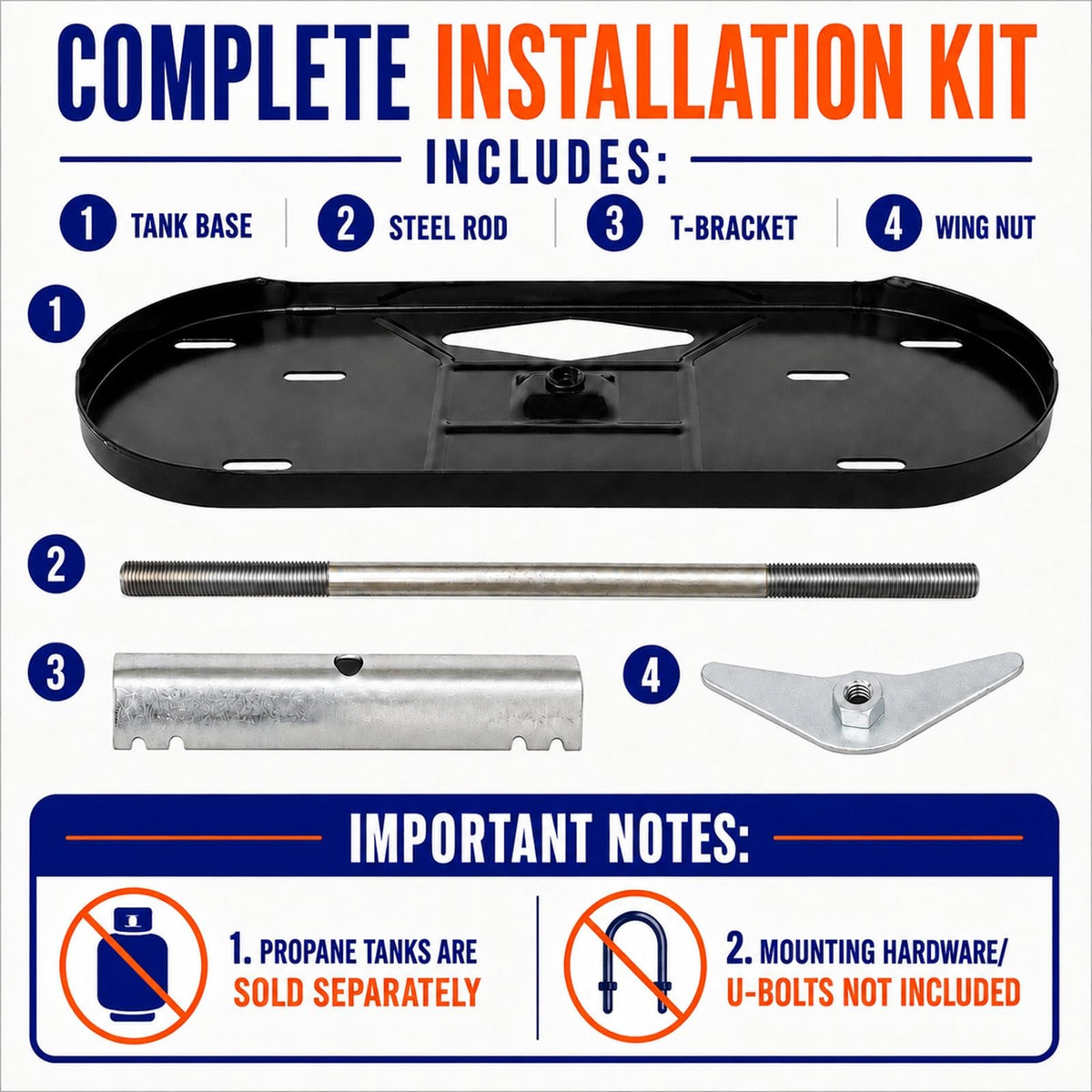 FLAME KING KT30MNT Flame King Dual RV Propane Tank Cylinder Rack for RVs and Trailers for 30lb Tanks - KT30MNT (Tanks Sold Separately), Black
