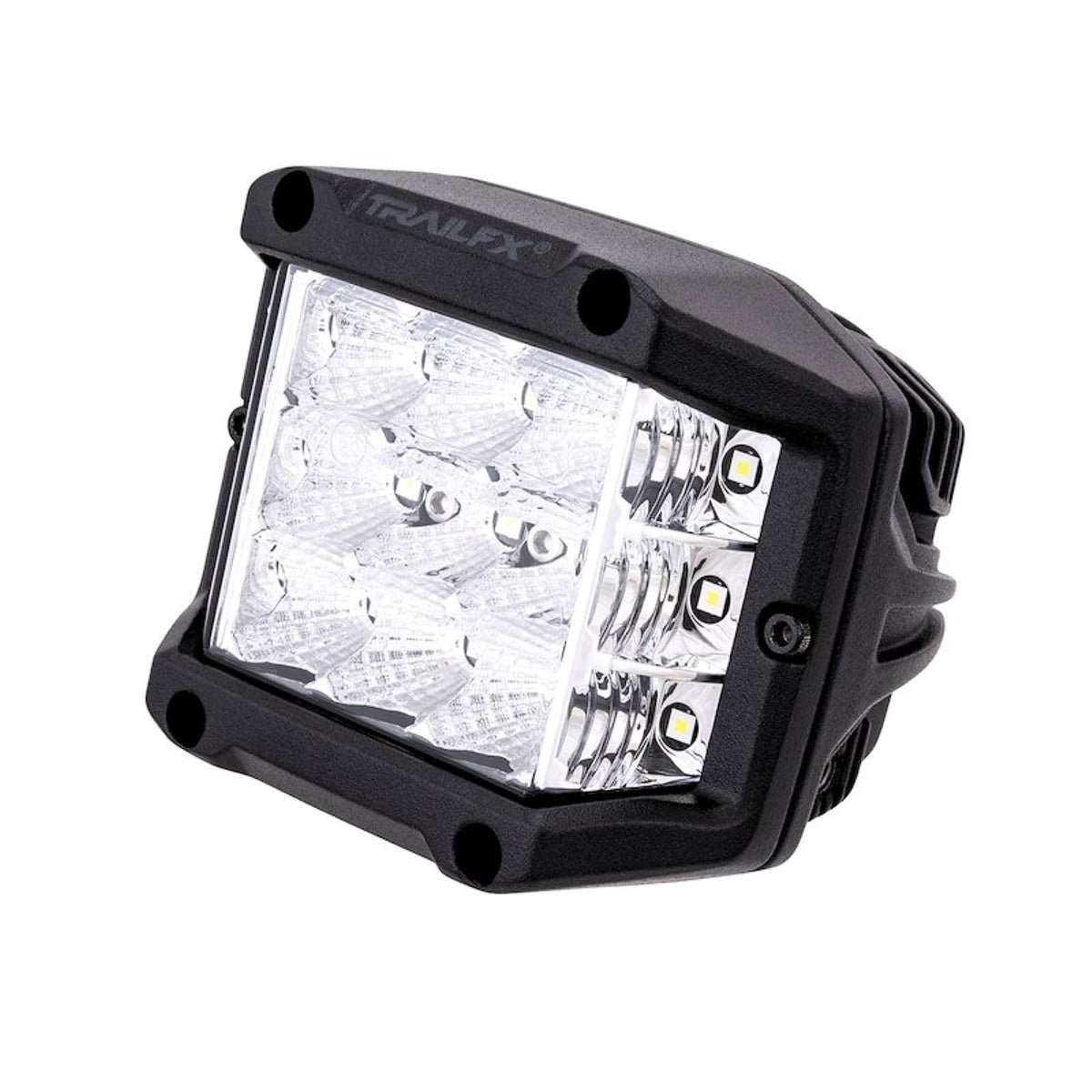 TRAILFX PODSIDF1 Trailfx Driving/Fog Light PODSIDF1, LED Bulb, 15 Clear LED 5 Watt Bulbs, 4 Inch Square, 60 Degree Spot Beam and 140 Degree Flood Combo Beam, Clear Lens, Bracket Mount, Single