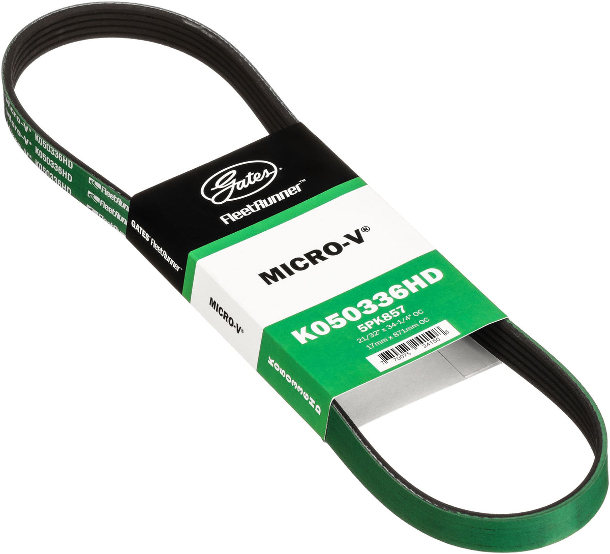 Gates K050336HD FleetRunner Micro-V Serpentine Drive Belt