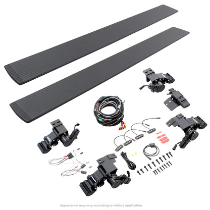 GO RHINO 20420687PC Go Rhino E1 Running Boards & Install Hardware | Aluminum, Textured Black, Two Brackets Per Side | 20420687PC | Fits 2009-2018 RAM 1500 Crew Cab Pickup; 2019-2023 RAM 1500 Classic Crew Cab Pickup