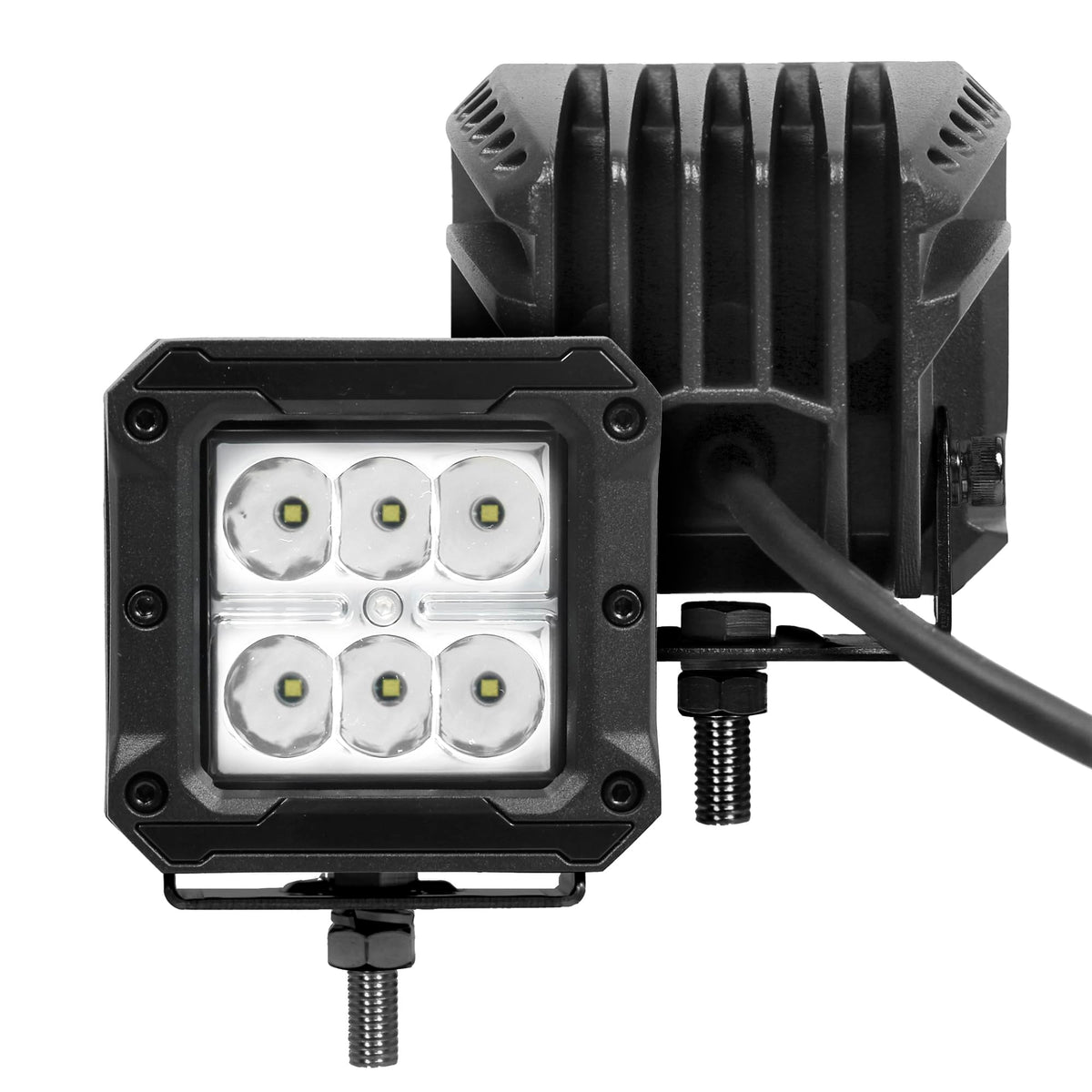 GO RHINO 751803023SCS Go Rhino Xplor Lighting: Bright Series 3x3 LED Cube Spot Light Kit (Pair) | Surface Mount (Threaded Stud Mount) Aluminum, Black | 751803023SCS