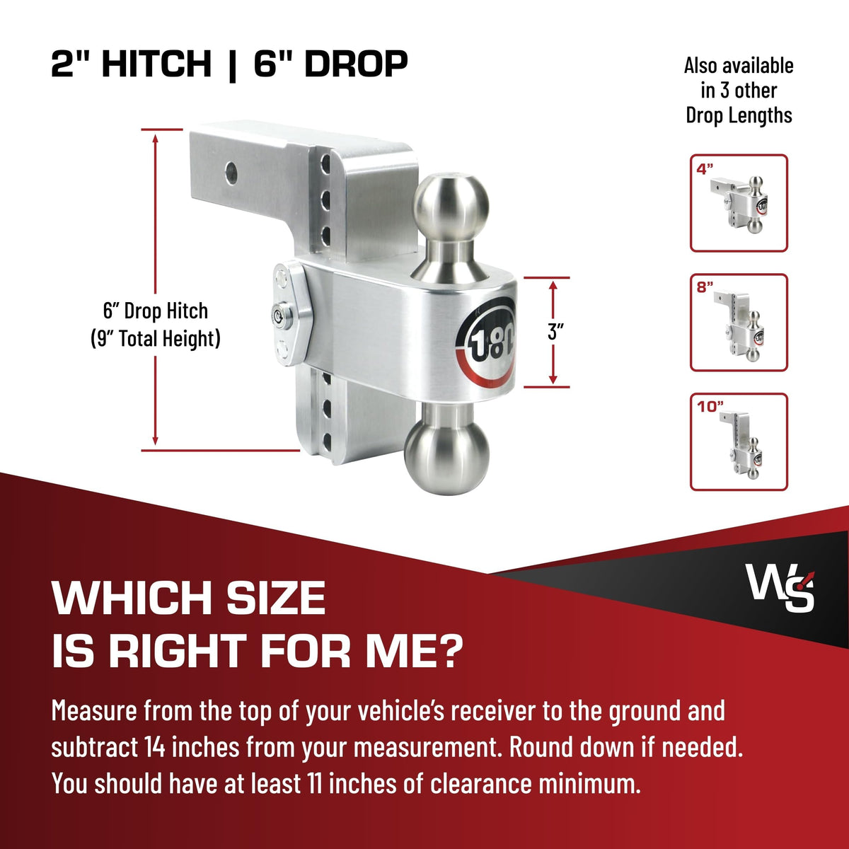 WEIGH SAFE LTB6-2.5-KA Weigh Safe Adjustable Trailer Hitch Ball Mount, 6" Adjustable Drop Hitch for 2.5" Receiver w/ 2 pc Keyed Alike Lock Set, Heavy Duty Aluminum Trailer Tow Hitch w/ Stainless Steel Tow Balls, 18,500 GTW