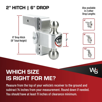 WEIGH SAFE LTB6-2.5-KA Weigh Safe Adjustable Trailer Hitch Ball Mount, 6" Adjustable Drop Hitch for 2.5" Receiver w/ 2 pc Keyed Alike Lock Set, Heavy Duty Aluminum Trailer Tow Hitch w/ Stainless Steel Tow Balls, 18,500 GTW