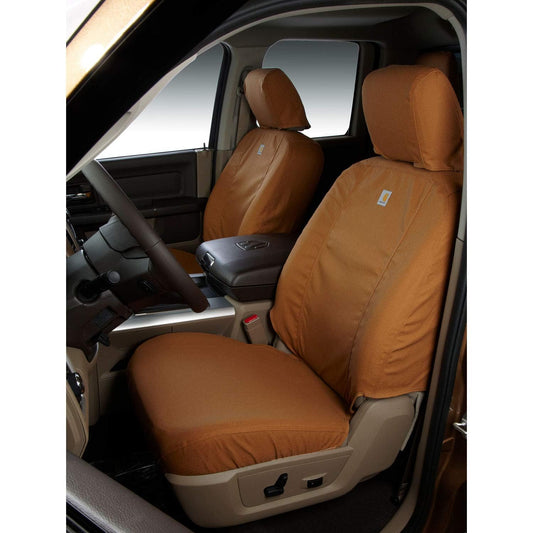 COVERCRAFT SSC2485CABN Covercraft Carhartt SeatSaver Front Row Custom Fit Seat Cover for Select Ford F-150 Models - Duck Weave (Brown) - SSC2485CABN