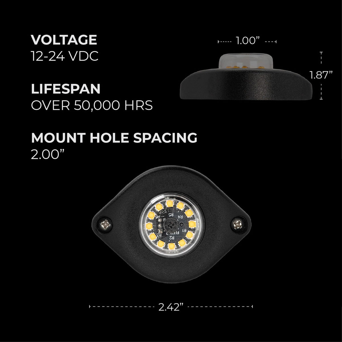 PUTCO 960001 Putco Stinger™ PRO Hideaway Amber LED Strobe Lights, 1 LED Light