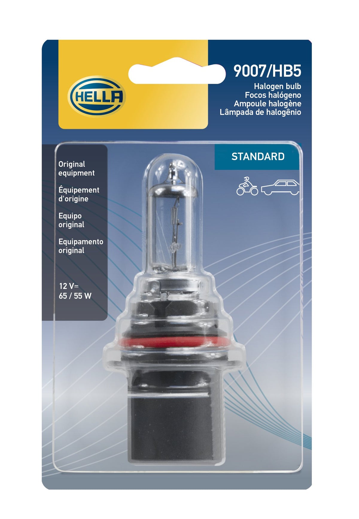 Hella 9007SB Single Blister Standard Halogen Bulb, 12V