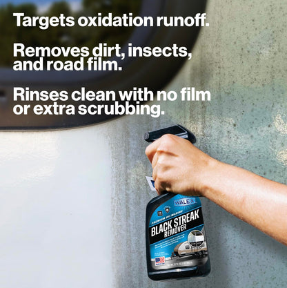 WALEX WALBS32 Walex Premium RV/Marine Black Streak Remover - Powerful Exterior Cleaner for RVs, Campers, and Boats, Restores Original Shine, Removes Tough Stains & Scuff Marks, Easy Application, 32 oz