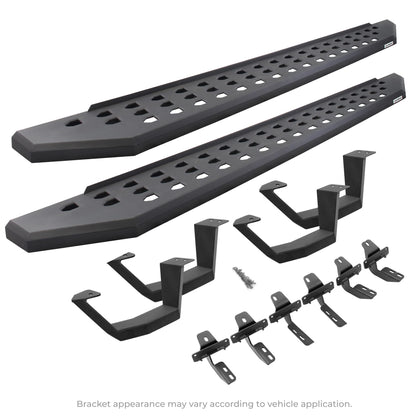GO RHINO 6941558720PC Go Rhino RB20 Running Boards, Mounting Brackets, & 2 Pair of Drop Steps | Galvanized Steel, Textured Black | 6941558720PC | Fits 2015-2024 Ford F-150 Super Crew Cab & Others (See Description)