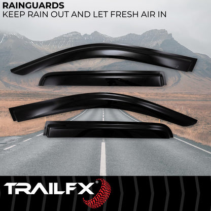 TRAILFX 4182H TrailFX 4182H 4-PC Low Profile Tape-On Smoke Window Vents Acrylic Rainguards Fits 2022-2026 Ford Maverick Outside Channel Mount Set of 4