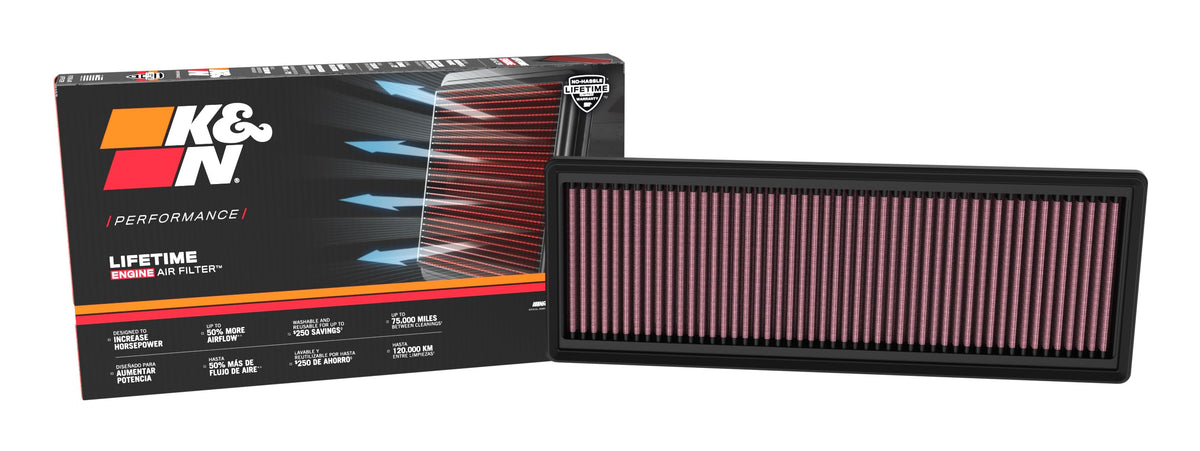 K&N FILTER 33-5148 High-Flow Lifetime Engine Air Filter: Increase Power: Premium,Washable