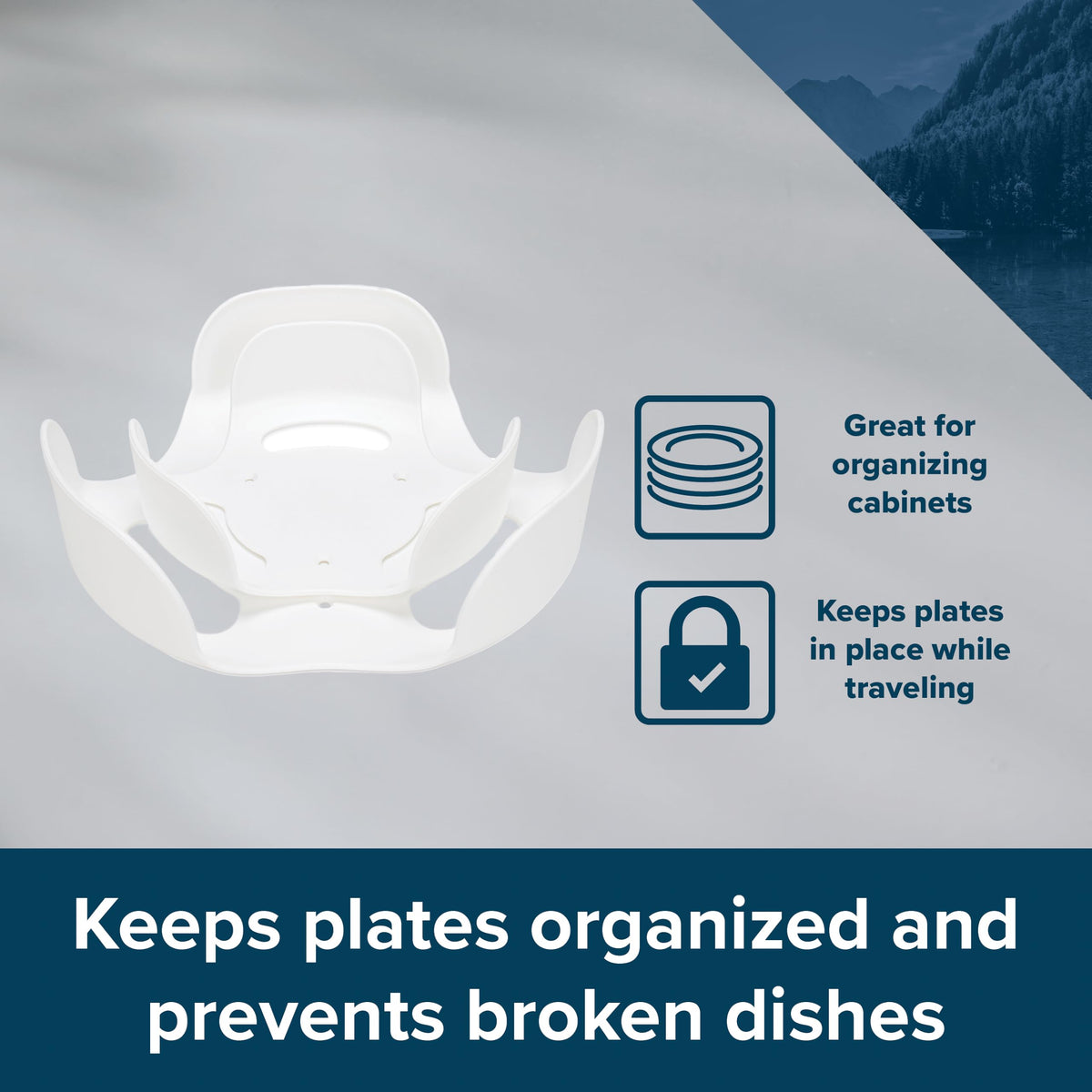 CAMCO 43601 Camco Stack-A-Plate Holder | 2 Different Sizes of Plate Holders | One Plate Holder Fits Plates Up to 7.25” & Other Dish Holder Fits Plates Up to 10.25” | Great for Travel, RV Storage & More (43601)