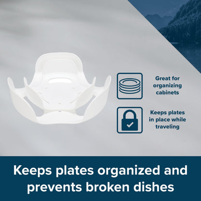 CAMCO 43601 Camco Stack-A-Plate Holder | 2 Different Sizes of Plate Holders | One Plate Holder Fits Plates Up to 7.25” & Other Dish Holder Fits Plates Up to 10.25” | Great for Travel, RV Storage & More (43601)
