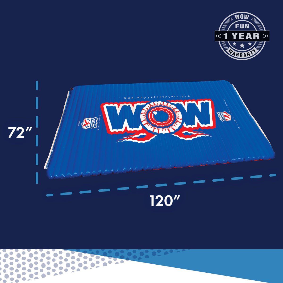 WOW SPORTS 12-2030 WOW Sports Inflatable Water Walkway, Inflatable Water Mat Pool Float, Ideal for Kids and Adults, 10 x 6 Feet, Blue