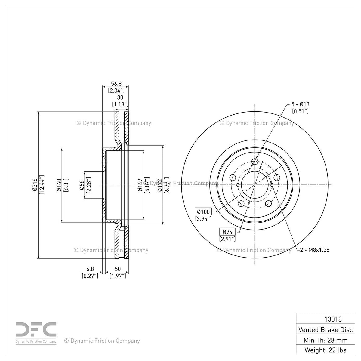Dynamic Friction 600-13018 Front Brake Rotor