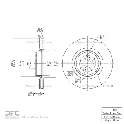 Dynamic Friction 600-13018 Front Brake Rotor