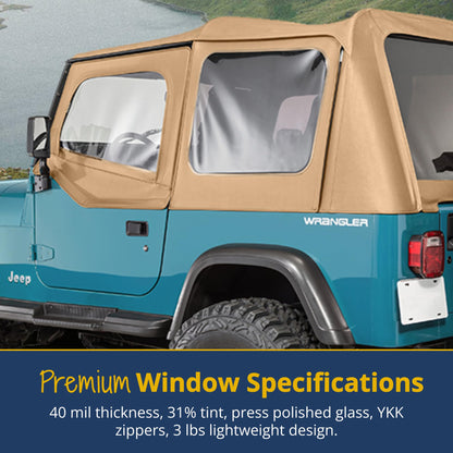 MASTERTOP 16011835 MasterTop Soft Top Replacement Quarter Window, Driver Side - Fits Jeep Wrangler JK 2007-2018 - Compatible with Mopar Factory Soft Tops (Fits 07-18 2-Door, Black Diamond)