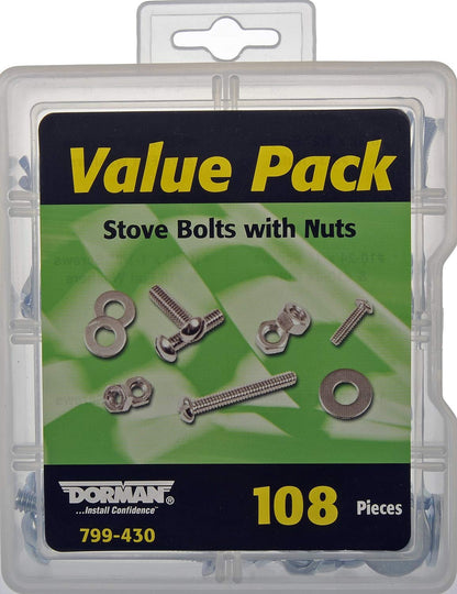 DORMAN 799-430 Dorman 799-430 STOVE BOLT WITH NUTS VALUE PACK-13 SKU S