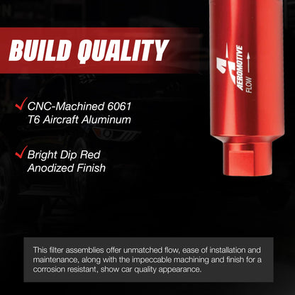 AEROMOTIVE 12304 Aeromotive 100 Micron Inline Fuel Filter - ORB-10 Ports, Stainless - 12304