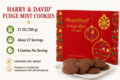 Harry & David Harry & David Fudge Mint Cookies, Chocolate-Coated Mint Cookies, Holiday Gift Box, 27 oz