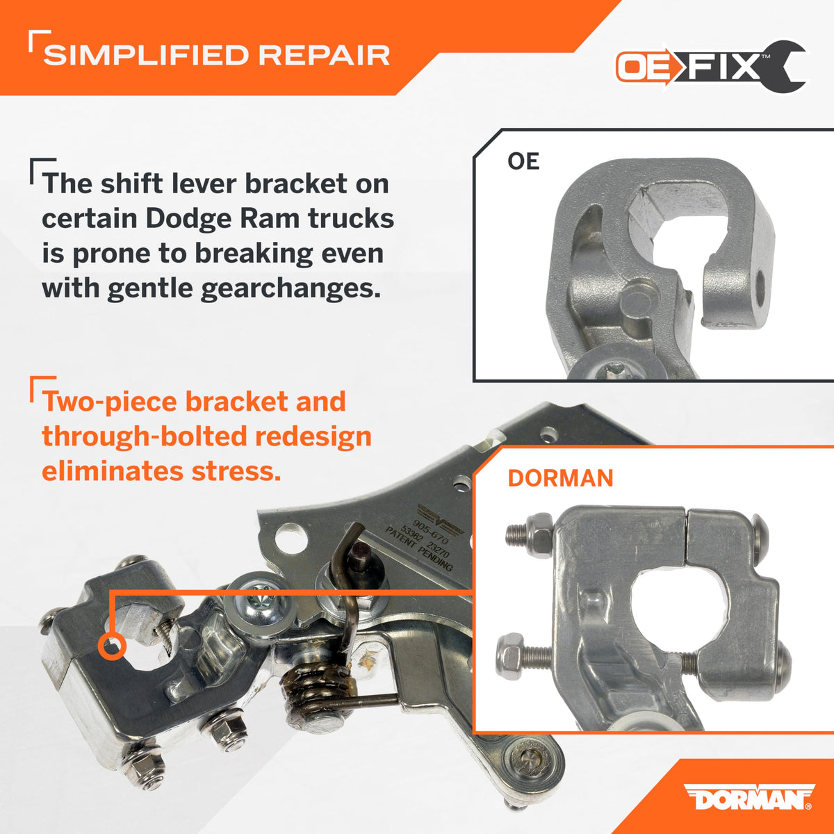 Dorman 905-670 Patented Transmission Gearshift Bracket