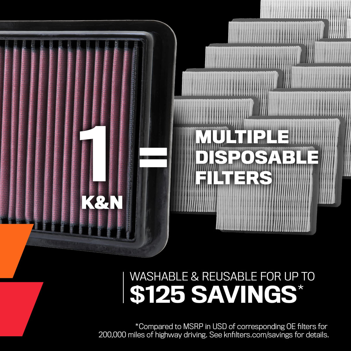 K&N FILTER E-1650 K&N Engine Air Filter: Reusable, Washable, Replacement Car Air Filter