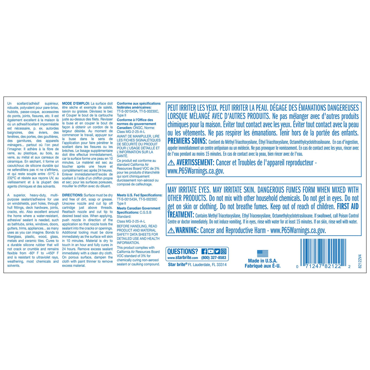 STAR BRITE 082122 STAR BRITE Marine Silicone Sealant - Clear 10.1 Oz - Waterproof, Durable, UV Resistant, for Fiberglass, Metal, Wood, Glass, Ceramic & More (082122)