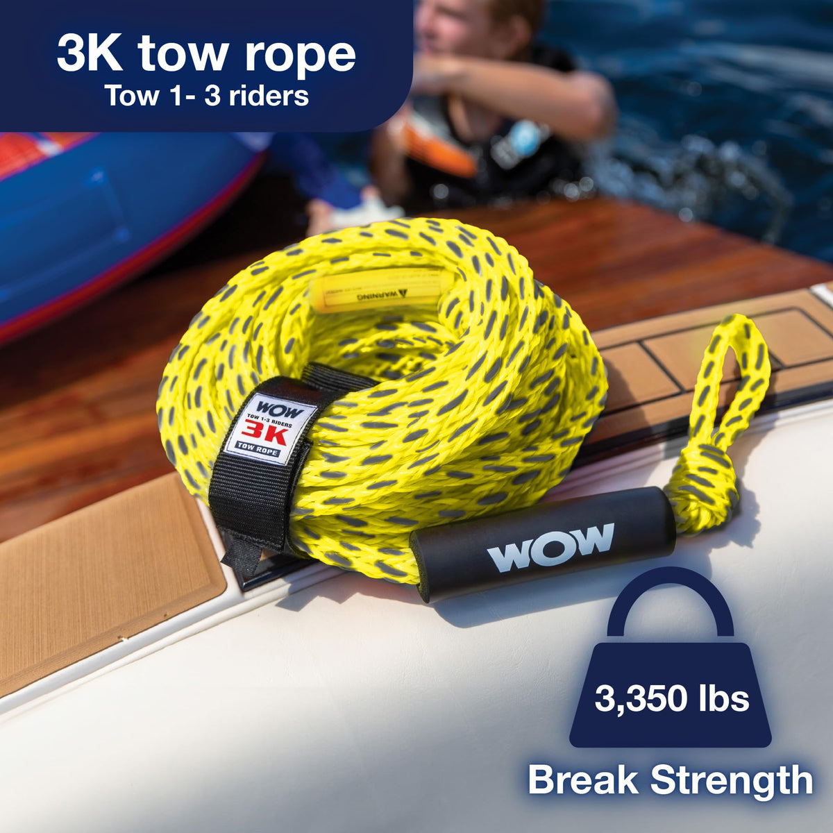 WOW SPORTS 11-3000 WOW Sports 2K Tow Rope - 60 ft - 16-Strand Braided Polypropylene
