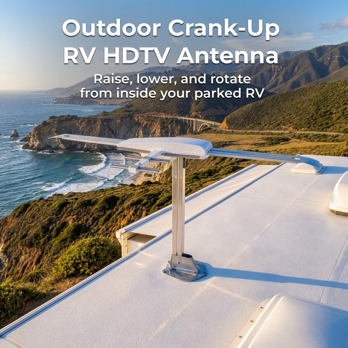 WINEGARD RVW-395 Winegard Sensar IV RVW-395 Amped Outdoor RV TV Antenna - Crank-Up Batwing