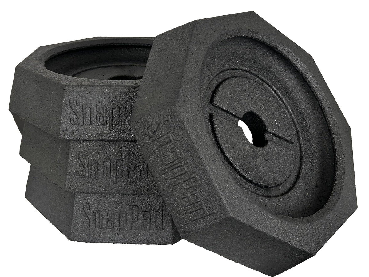 SNAPPAD PRSP4 SnapPad Prime (4-Pack) | Four-Point RV Leveling Blocks Featuring 10" Round Jack Feet | Adds 316% Additional Surface Area, 8.9 lbs. Per Pad & 13.25" Width | Must-Have Camper Leveling Blocks