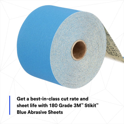 3M 36221 3M Stikit Blue Abrasive Sheet Roll, 36221, 180+ Grade, 2-3/4 in x 30 yd