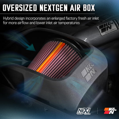 K&N FILTER 70-1564 K&N NextGen Aluminum Cold Air Intake System: High-Flow Cotton Filter: Compatible with 2013-2024 RAM 1500; 1500 Classic; 70-1564