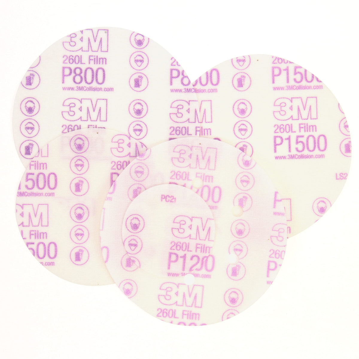 3M 00950 3M Hookit Finishing Film Abrasive Disc, 260L, 00950, 6 in, P1500
