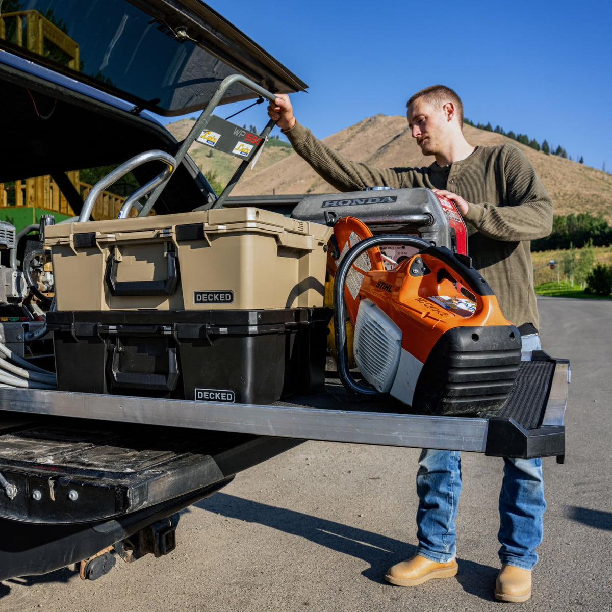 Decked DCG1000XL-5641 CargoGlide XL Truck Bed Slide – 1000 lb Capacity, 100% Extension – Heavy-Duty Pickup Cargo Slide for Easy Bed Access – Compatible with CargoGlide 1000XL / 100% / 41" W / 56" L for Midsize - Short